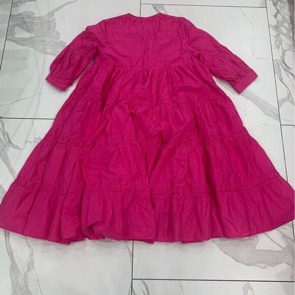 Devotion Twins Dress Sz Small Pink flare 3/4 Sleeve Boho V-Neck Oversized midi - Picture 2 of 11